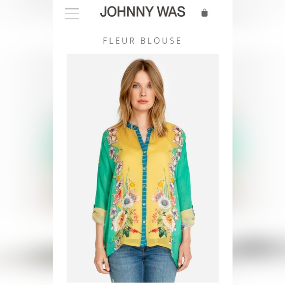 Johnny Was 💛 💚 Fleur Blouse, Large 🆕 - Picture 3 of 15